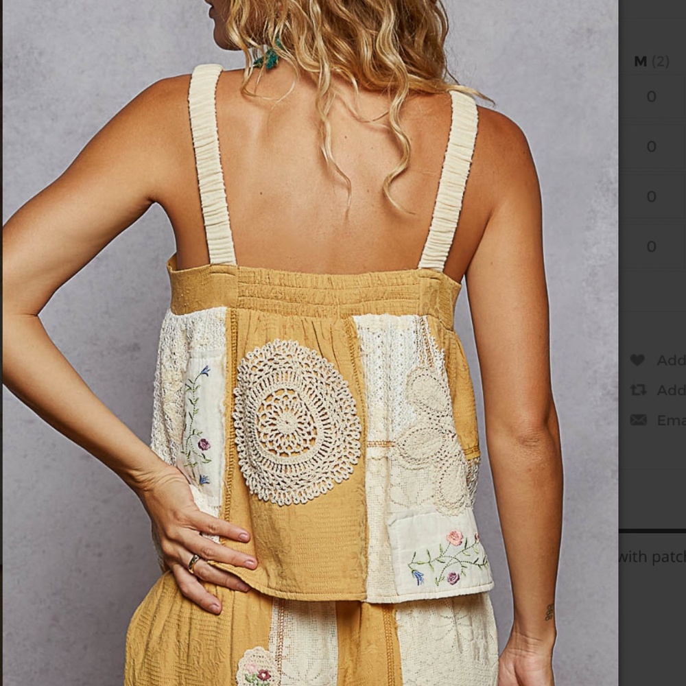 POL “ Helen “ POL Woven Tank Top with Patchwork Detail BR68 - Picture 4 of 5